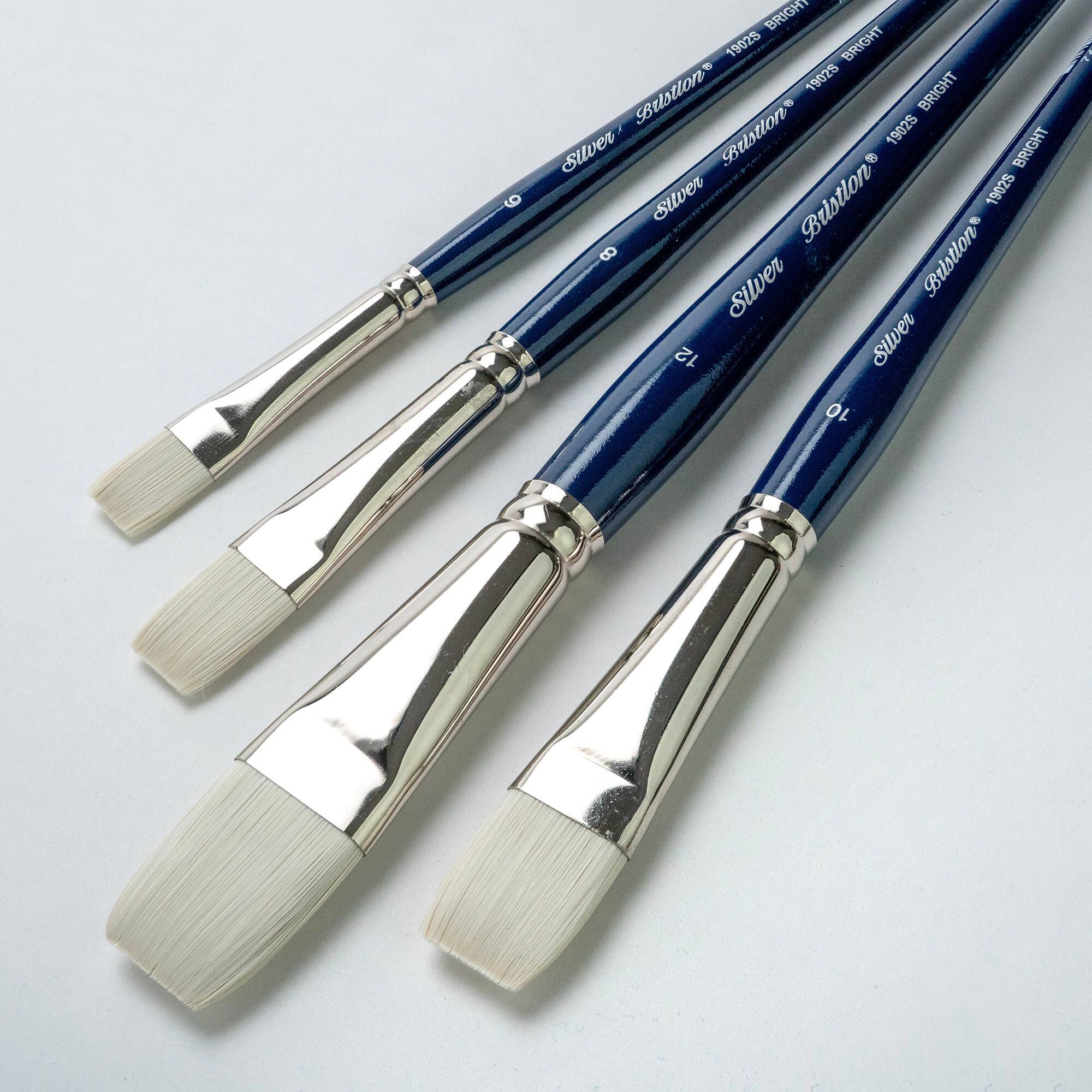 Silver Brush Limited Bristlon Short Handle Brights Brush, Set of 4